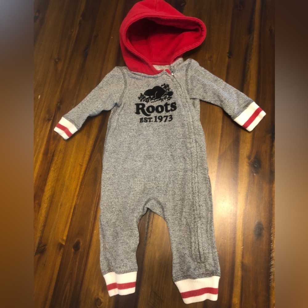 6-12 month Roots Cabin Hooded Romper